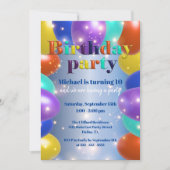 Kleurrijke Sparkly Glossy Ballons Verjaardagsfeest Kaart (Voorkant)