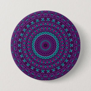 Kleurrijke Sparkly Jewel Tone Mandala digitale kun Ronde Button 7,6 Cm
