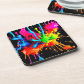Kleurrijke Spat Abstract Bier Onderzetter (Linkerzijde)