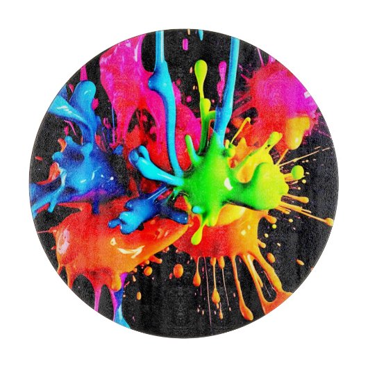 Kleurrijke Spat Abstract Snijplank (Voorkant)