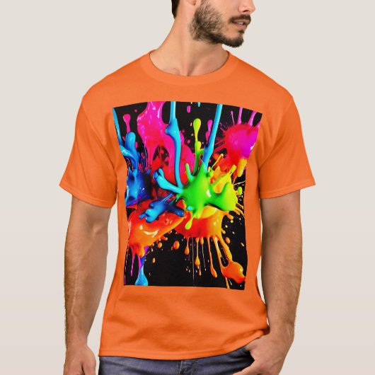 Kleurrijke Spat Abstract T-shirt (Voorkant)