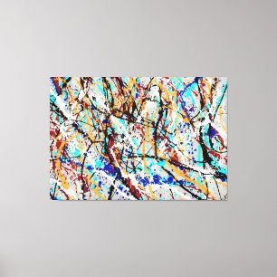 KLEURRIJKE SPAT LI - Action painting -Abstract- Canvas Afdruk