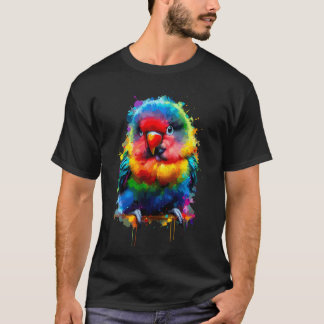 Kleurrijke Spatart Geliefde Vogels Vogelspotten T-shirt