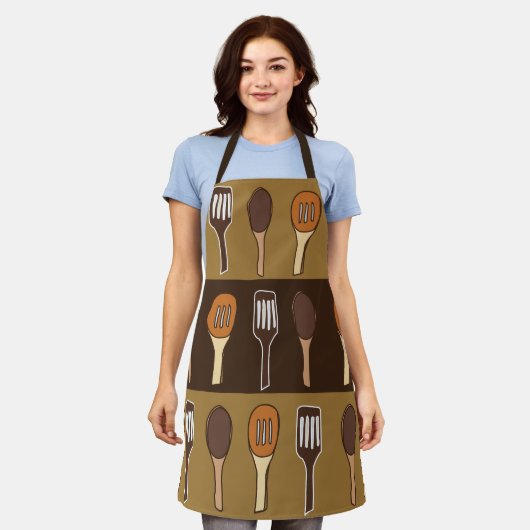 Kleurrijke spatel keuken kookgerei schort (Gedragen)