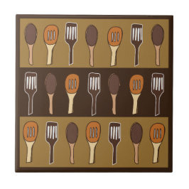 Kleurrijke spatel keuken kookgerei tegeltje