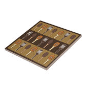 Kleurrijke spatel keuken kookgerei tegeltje (Zijkant)