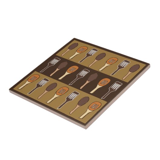 Kleurrijke spatel keuken kookgerei tegeltje (Zijkant)