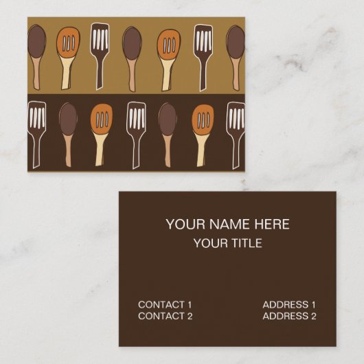 Kleurrijke Spatel Keuken Restaurant Catering Visitekaartje (Voorkant / Achterkant)