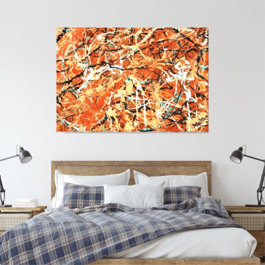 KLEURRIJKE SPATPLAAT XLVII - Action painting - Canvas Afdruk (Insitu (Slaapkamer))