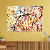KLEURRIJKE SPATPLAATS XXVI - Action painting - Canvas Afdruk (Insitu (Woonkamer))