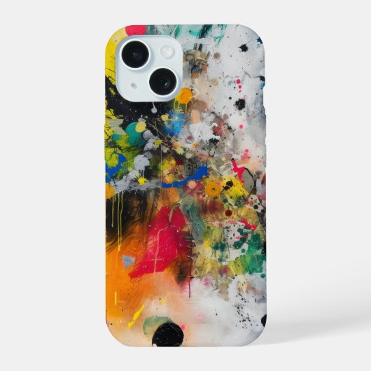 Kleurrijke spatten Abstracte kunst iPhone 15 Case (Achterkant)