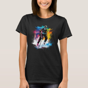 Kleurrijke spatten Kleuren voor Ice Hockey Player T-shirt