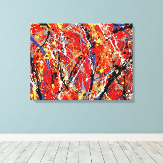 KLEURRIJKE SPATTLER LXIV - Action painting - Canvas Afdruk (Insitu (Houten vloer))