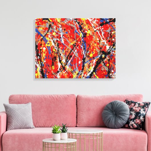 KLEURRIJKE SPATTLER LXIV - Action painting - Canvas Afdruk (Insitu (Woonkamer))