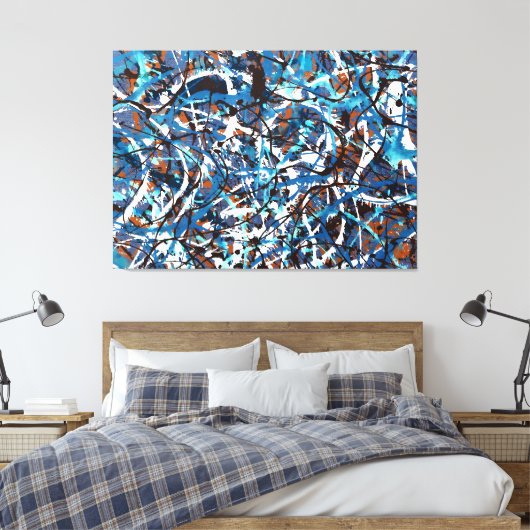 KLEURRIJKE SPATTLER LXVII - Action painting - Canvas Afdruk (Insitu (Slaapkamer))