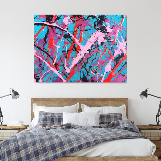 KLEURRIJKE SPATTLER LXVIII - Action painting - Canvas Afdruk (Insitu (Slaapkamer))
