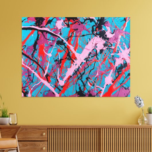 KLEURRIJKE SPATTLER LXVIII - Action painting - Canvas Afdruk (Insitu (Woonkamer))