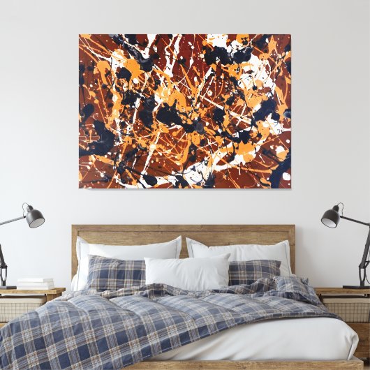 KLEURRIJKE SPATTLER LXXI - Action painting - Canvas Afdruk (Insitu (Slaapkamer))
