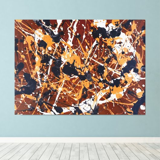 KLEURRIJKE SPATTLER LXXI - Action painting - Canvas Afdruk (Insitu (Houten vloer))