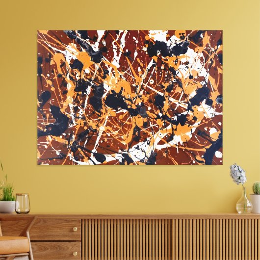 KLEURRIJKE SPATTLER LXXI - Action painting - Canvas Afdruk (Insitu (Woonkamer))