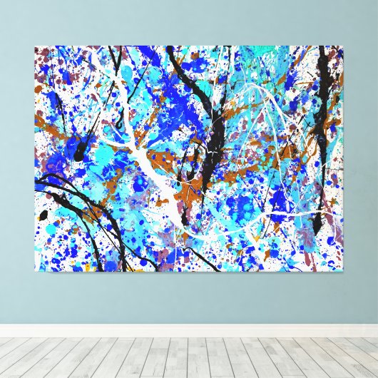 KLEURRIJKE SPATTLER LXXIX - Action painting - Canvas Afdruk (Insitu (Houten vloer))