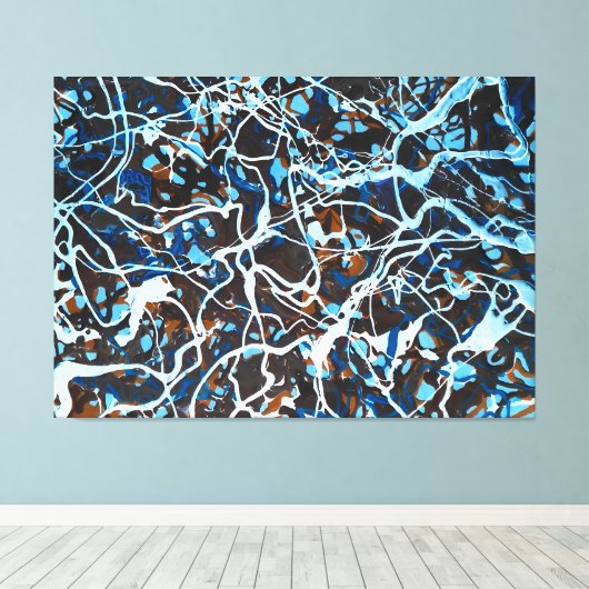 KLEURRIJKE SPATTLING LXXIII - Action painting - Canvas Afdruk (Insitu (Houten vloer))