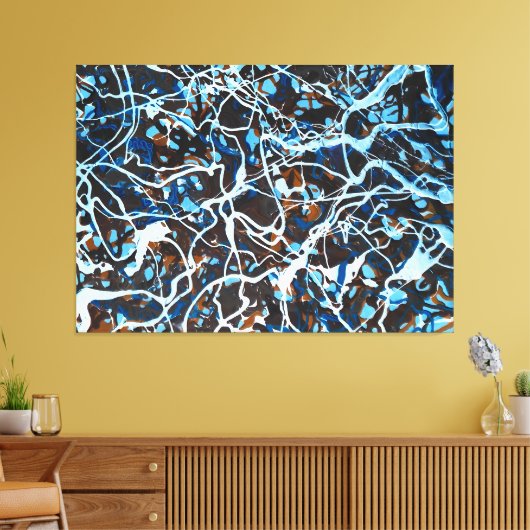 KLEURRIJKE SPATTLING LXXIII - Action painting - Canvas Afdruk (Insitu (Woonkamer))