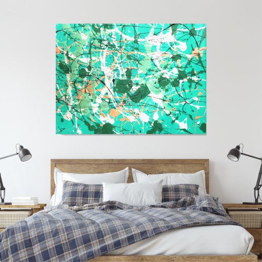 KLEURRIJKE SPATTLIV - Action painting -Abstract- Canvas Afdruk (Insitu (Slaapkamer))