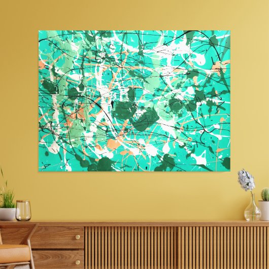 KLEURRIJKE SPATTLIV - Action painting -Abstract- Canvas Afdruk (Insitu (Woonkamer))