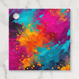 Kleurrijke Spatverf Kunst Cadeautags Bedankjes Labels