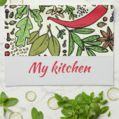 Kleurrijke specerijen patroon naam Keuken Handdoek (Gevouwen)