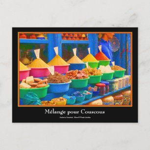 Kleurrijke specerijenmarkt in Marrakesh, Marokko Briefkaart