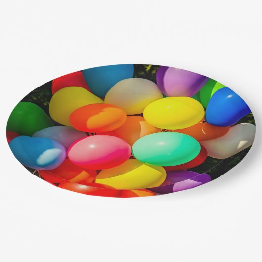 Kleurrijke Speelgoed ballonnen Papieren Bordje (Gekanteld)