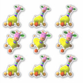 Kleurrijke Speelgoed Giraffe Tekening Sticker (Voorkant)