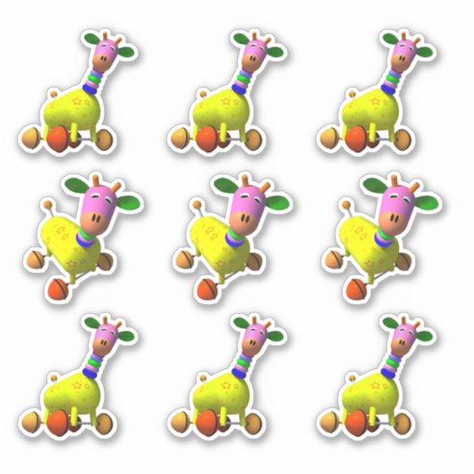 Kleurrijke Speelgoed Giraffe Tekening Sticker (Voorkant)