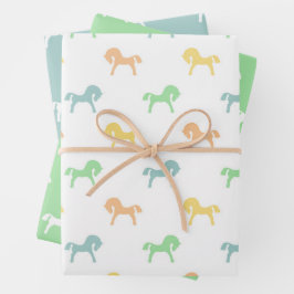 Kleurrijke Speelgoed Horses Wrapping Paper Sheet S