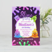 Kleurrijke Speelgoed Slime Verjaardagsfeestuitnodi Kaart (Staand voorkant)