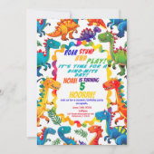 Kleurrijke speelse dinosaurus thema verjaardagsfee kaart (Voorkant)