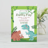 Kleurrijke Speelse Kinderachtige Dinosaurus Verjaa Kaart (Staand voorkant)