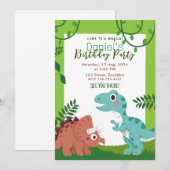 Kleurrijke Speelse Kinderachtige Dinosaurus Verjaa Kaart (Voorkant / Achterkant)