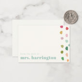 Kleurrijke speelse leraar platte notitiekaart notitiekaartje (Voorkant / Achterkant in situ)