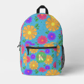 Kleurrijke speelse levendige folk art bloemmotief bedrukte rugzak (Voorkant)