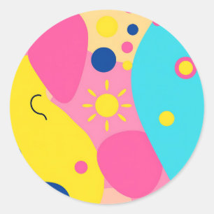 Kleurrijke Speelse Organische Vormen Patroon Ronde Sticker