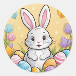 Kleurrijke Speelse Paashaas Eieren Ronde Stickers