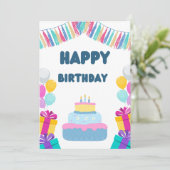 Kleurrijke speelse verjaardagsfeestflyer kaart (Staand voorkant)