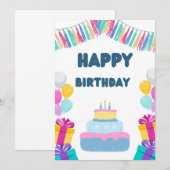 Kleurrijke speelse verjaardagsfeestflyer kaart (Voorkant / Achterkant)