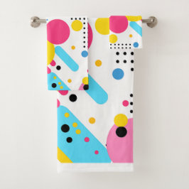 Kleurrijke, speelse vormen en stippen achtergrond bad handdoek