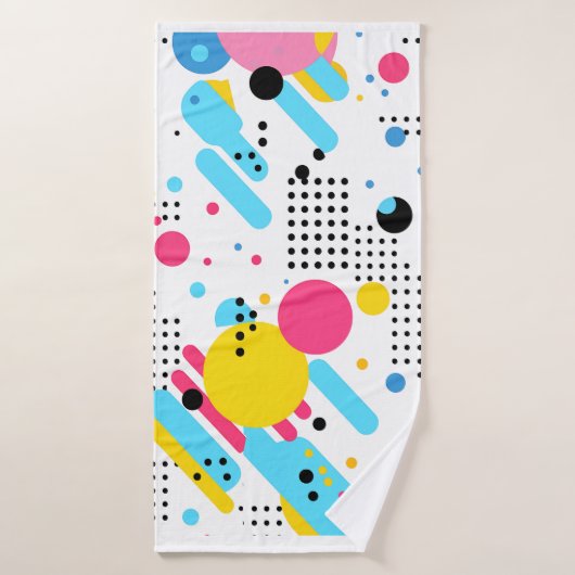 Kleurrijke, speelse vormen en stippen achtergrond bad handdoek (Badhanddoek)