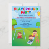 Kleurrijke Speeltuin Leuk Kinder Park Verjaardagsf Kaart (Voorkant)