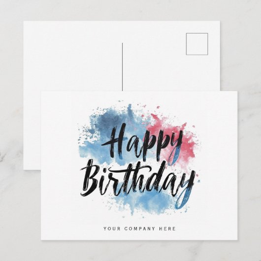 Kleurrijke Spetter Gelukkige Verjaardag Zakelijk Briefkaart (Voorkant / Achterkant)